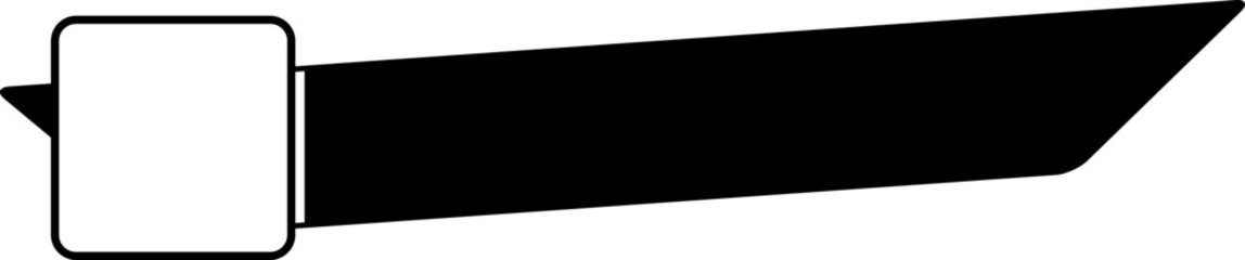 Black banner with white square front shape
