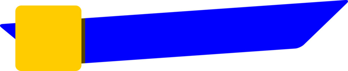 Bold blue and yellow banner design with square front