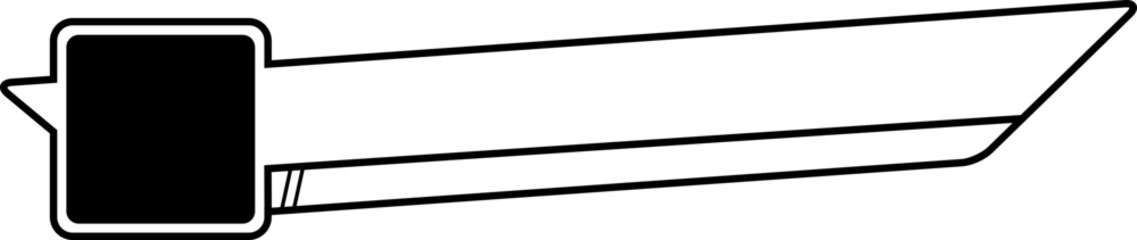Outline vector of title banner with geometric tip