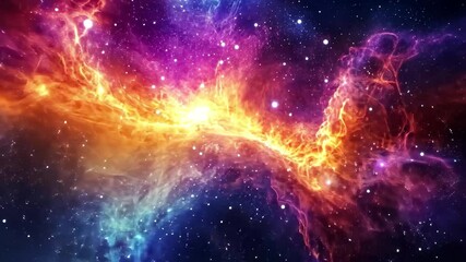 Wall Mural - vibrant interstellar nebula showcasing fiery and cool tones across the cosmos, vibrant interstellar 