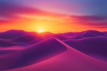 Wall Mural - vibrant desert sunset with intersecting sand dunes