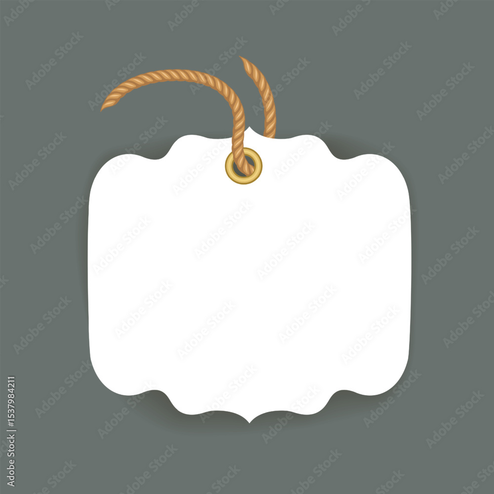 Blank white price tag with rope Stock Vector | Adobe Stock