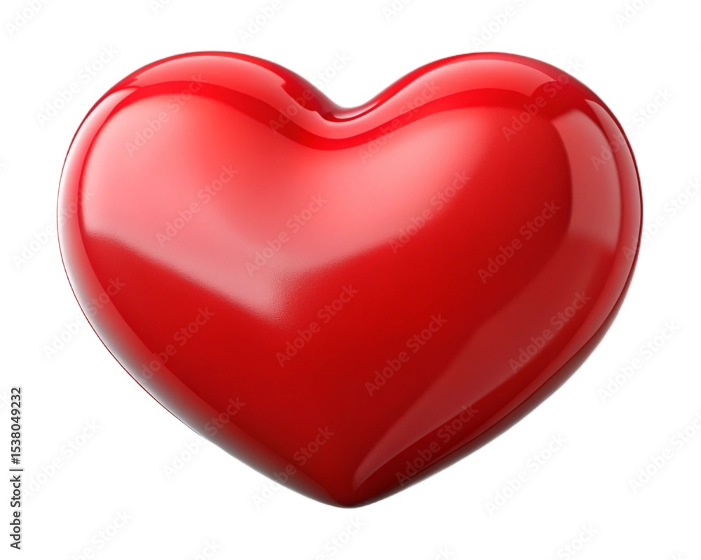Shiny red heart shape 3d render isolated on white background Stock ...