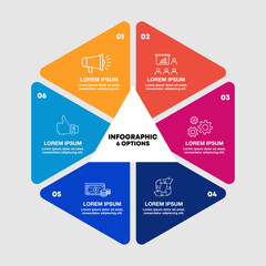 Wall Mural - infographic circular diagram with 6 options. hexagon chart that can be used for business analytics, 