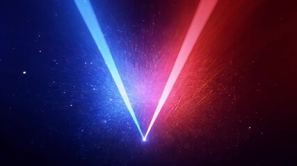 Sticker - Vertical video showcasing radiant red blue light beams bursting energy sparkles creating dynamic futuristic animation