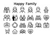 © LucaAr - Happy Family Line Icons Set.Family, happy, people, parents, children, baby, couple, father, mother, son, daughter, community, social, group, together, love, care, home, house, relationship, generation