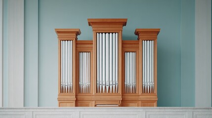Wall Mural - elegant pipe organ stands as focus in spacious venue