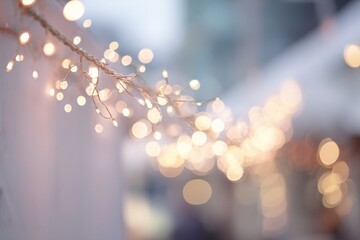 Wall Mural - close-up of festive details at christmas market focusing on twinkling lights or decor with ample cop