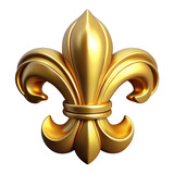 Golden fleur de lis 3d render isolated on transparent background