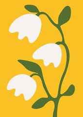Wall Mural - Poster with abstract white flowers. Natural design in flat style.