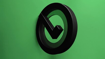 3D Black Checkmark on Green.