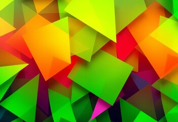 Wall Mural - abstract background of overlapping green triangles and squares, simple, minimal