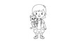 © TAIFUR - Coloring page of a cartoon vet holding a cat, printable veterinary coloring activity for kids on transparent background