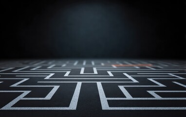 complex white maze on dark surface a top down perspective