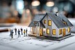 © liu - Close up image of house model with group business people on blurred background in building design studio. Architecture project concept. High quality