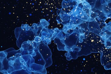Wall Mural - Abstract Cosmic Molecular Structures with Glowing Particles in Space.
