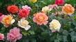 © Lasvu - Blooming rose varieties on a birthday in a garden.