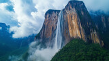 Angel Falls With Clear Blue Sky and Lush Forest, Scenic Venezuelan Waterfall as a Symbol of Natural Beauty and South American Landmarks