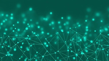 Wall Mural - abstract network of glowing dots and lines on a green background.