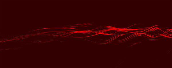 Wall Mural - abstract background with dynamic color wave. futuristic dotted wave of bright particles. dark backgr