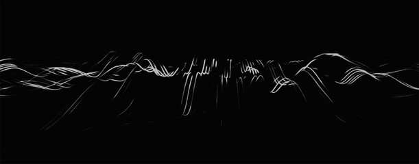 Wall Mural - abstract background with dynamic black and white wave. futuristic dotted wave of bright particles on