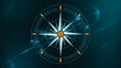 © MdAyub - A digital compass rose rendered in a futuristic style with glowing blue and orange elements