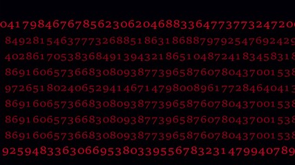 red binary code background Random Animation of Digital Numbers, Binary Data. Concept of Technology