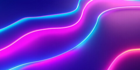 Wall Mural - bright neon light beams. abstract wavy neon background. banner. cyber punk. technology. purple and b