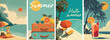 © ink drop - vintage style summer travel vacation poster collection