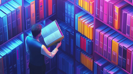 Wall Mural - auditor managing document folders for quality control and online enterprise record system