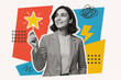 © Running opossum - Creative collage of businesswoman holding a bright star, symbolizing innovation and new ideas