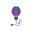 © Rajob - Creative brain Idea concept with light bulb and plug icon.