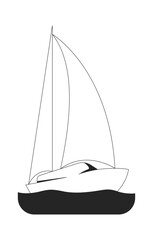 Wall Mural - minimalist white sailboat gliding on calm waters 2d line object. floating vessel. marine travel. oce