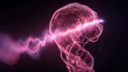 Wall Mural - glowing pink energy pulsating between brain and chest, representing physiological response during me