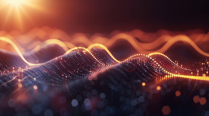 Wall Mural - abstract waveforms create mesmerizing visual with overlapping patterns and vibrant colors, evoking s