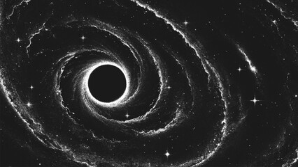 Wall Mural - deep space wormhole vortex surrounded by cosmic dust and stars. black hole portal bending time and s