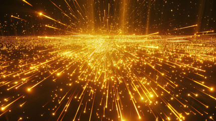 Wall Mural - vibrant network of glowing lines radiates outward, creating mesmerizing display of golden sparks and
