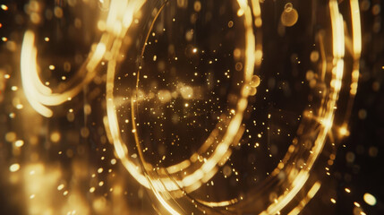 Wall Mural - floating light particles create mesmerizing effect in circular golden patterns, evoking sense of won