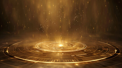 Wall Mural - golden light particles create mesmerizing circular pattern, evoking sense of wonder and magic in sof