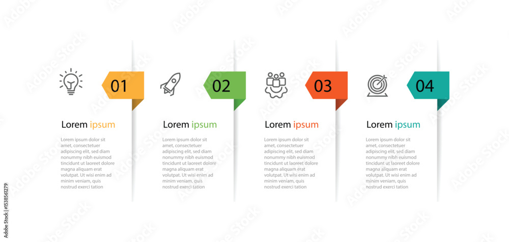 Business infographic template vector element. 4 step information ...