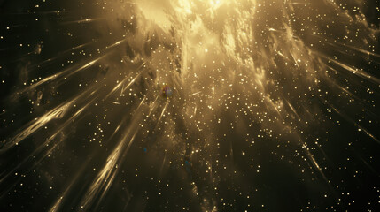 Wall Mural - radiant light bursts create abstract starfield effect, illuminating dark background with shimmering 