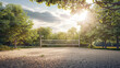 © buraratn - Serene sand volleyball court surrounded by lush trees and bright sky, perfect for outdoor sports and relaxation