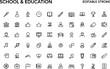 © designar24 - Black and White School and Education Icon Set Line Art Style Numerous Symbols Educational Elements Editable Stroke