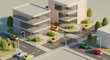 © Soulart - Modern City Block Low-Poly 3D Architectural Rendering of Urban Intersection