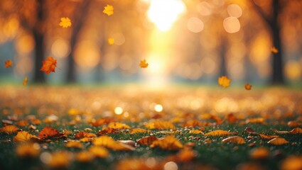 Wall Mural - autumn season with a soft, out-of-focus backdrop and bokeh effects
