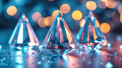 Wall Mural - abstract blurred crystal backdrop with festive bokeh lights for celebration