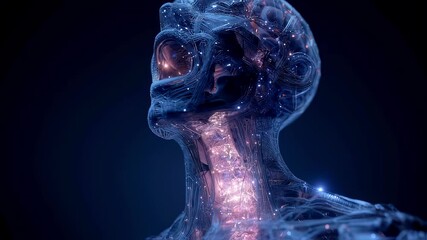 Wall Mural - medical visualization shows a stylized human figure screaming, highlighting the motor cortex and voc