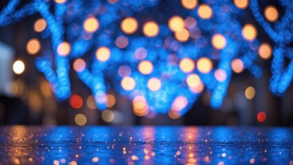 Wall Mural - background featuring soft glowing bokeh lights