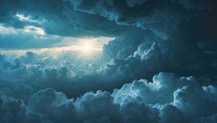 Wall Mural - dramatically, dark clouds started to block the sunlight, indicating impending bad weather, as the cl