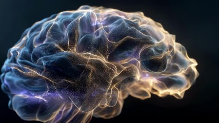 Wall Mural - glowing neuronal particles forming intricate brain cortex network during recovery process following 